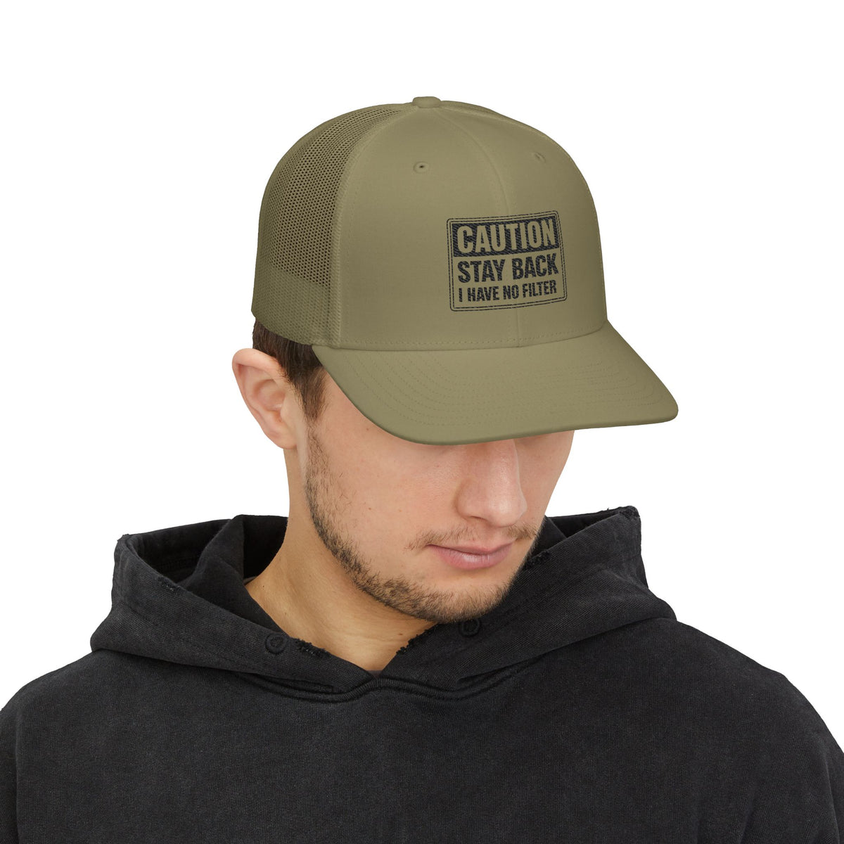 Richardson Trucker Cap — "Caution: Stay Back I Have No Filter" (Embroidered)