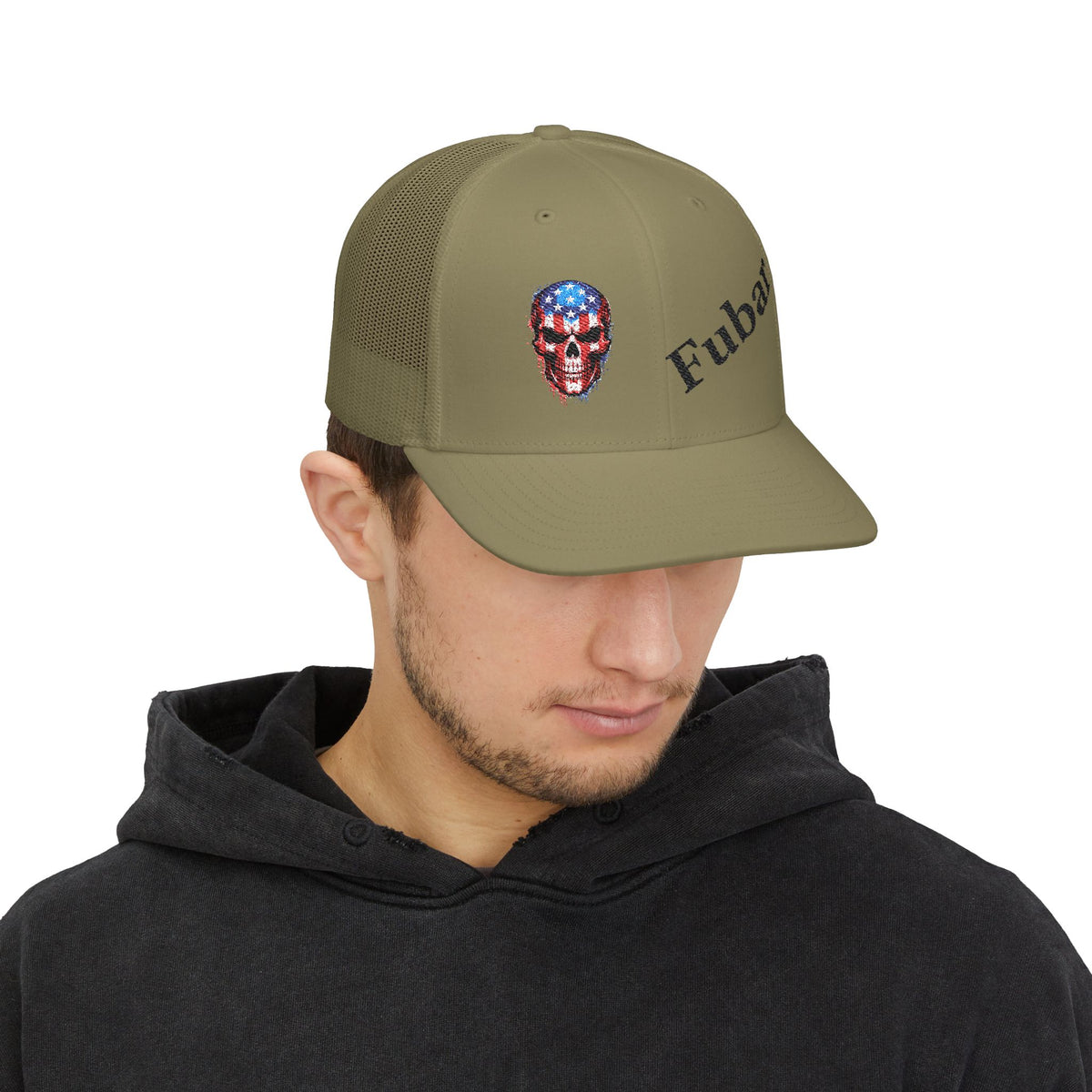 Richardson Patriotic Skull Snapback Trucker Cap (Embroidered)