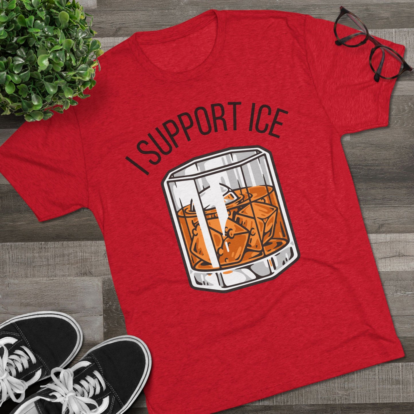 Support Ice Whiskey T-Shirt — I.C.E. Bar Glass Cocktail Tee