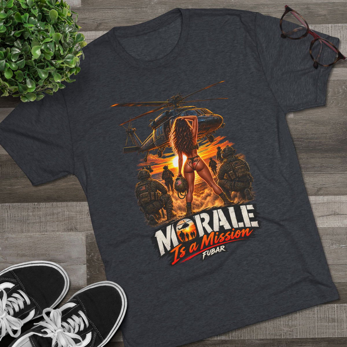 "Morale Is a Mission" FUBAR Skull Graphic Shirt