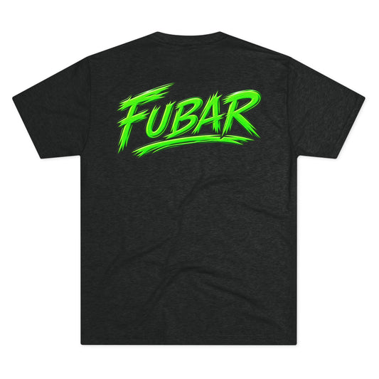 FUBAR Halloween Skull Tee — Neon Green Witch & Jack-o'-Lantern