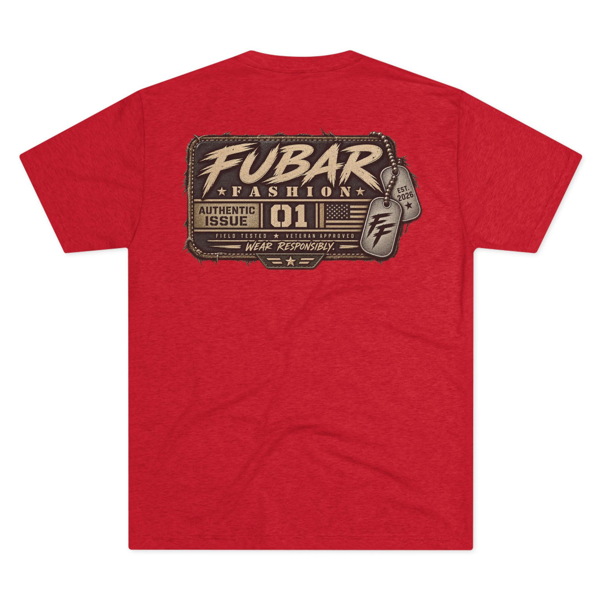 FUBAR Vintage Military Graphic Tee — American Flag Patch Design