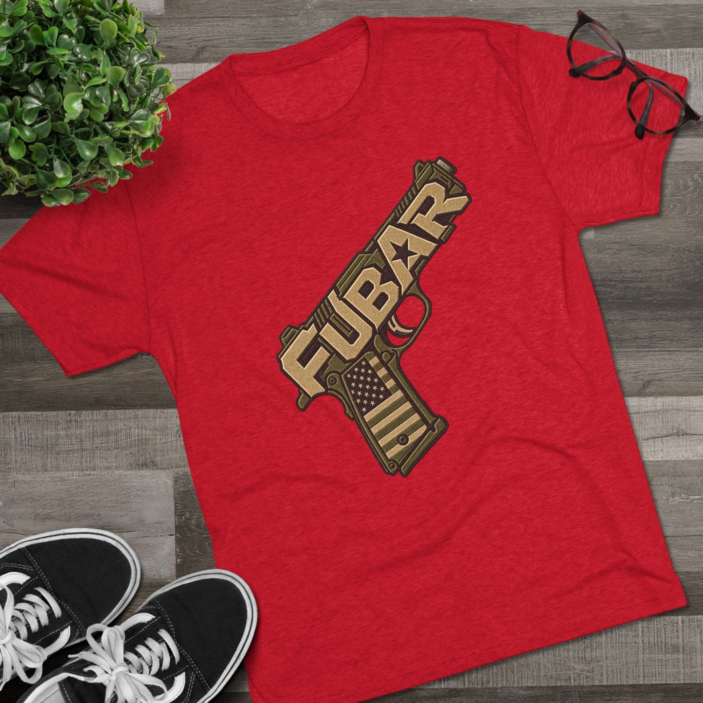 Fubar Military Flag Pistol Design Shirt