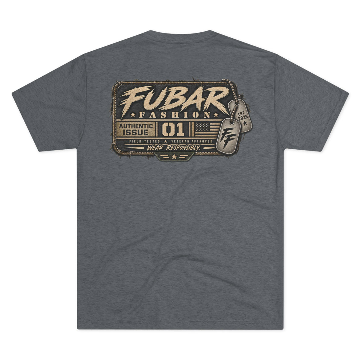 FUBAR Vintage Military Graphic Tee — American Flag Patch Design