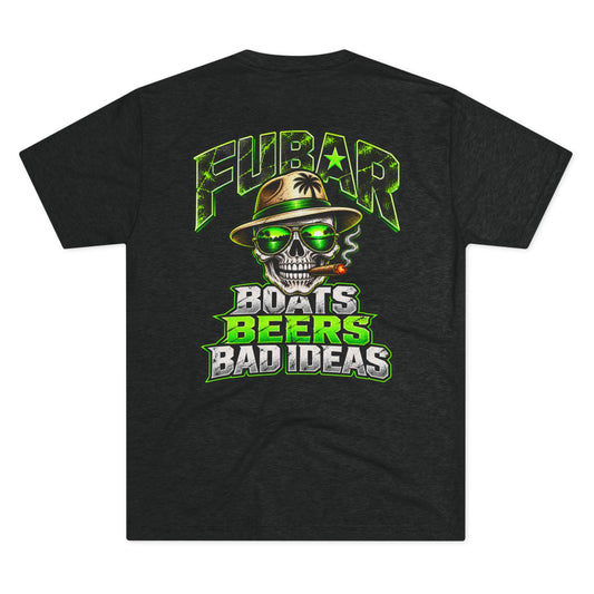 'Boats Beers Bad Ideas' Neon Skull Beach Shirt