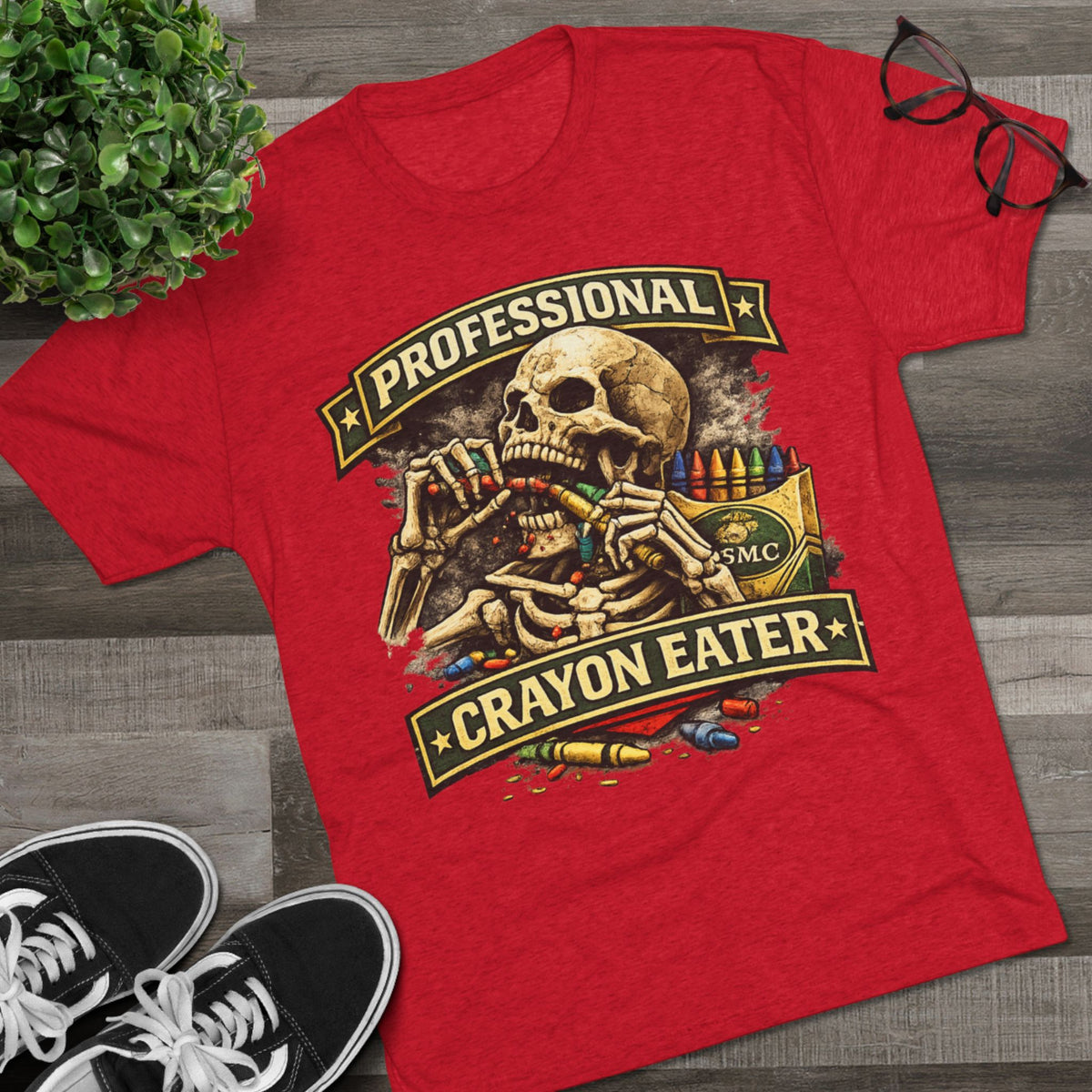 "Professional Crayon Eater" Skull Front & Pin-Up Soldier Back