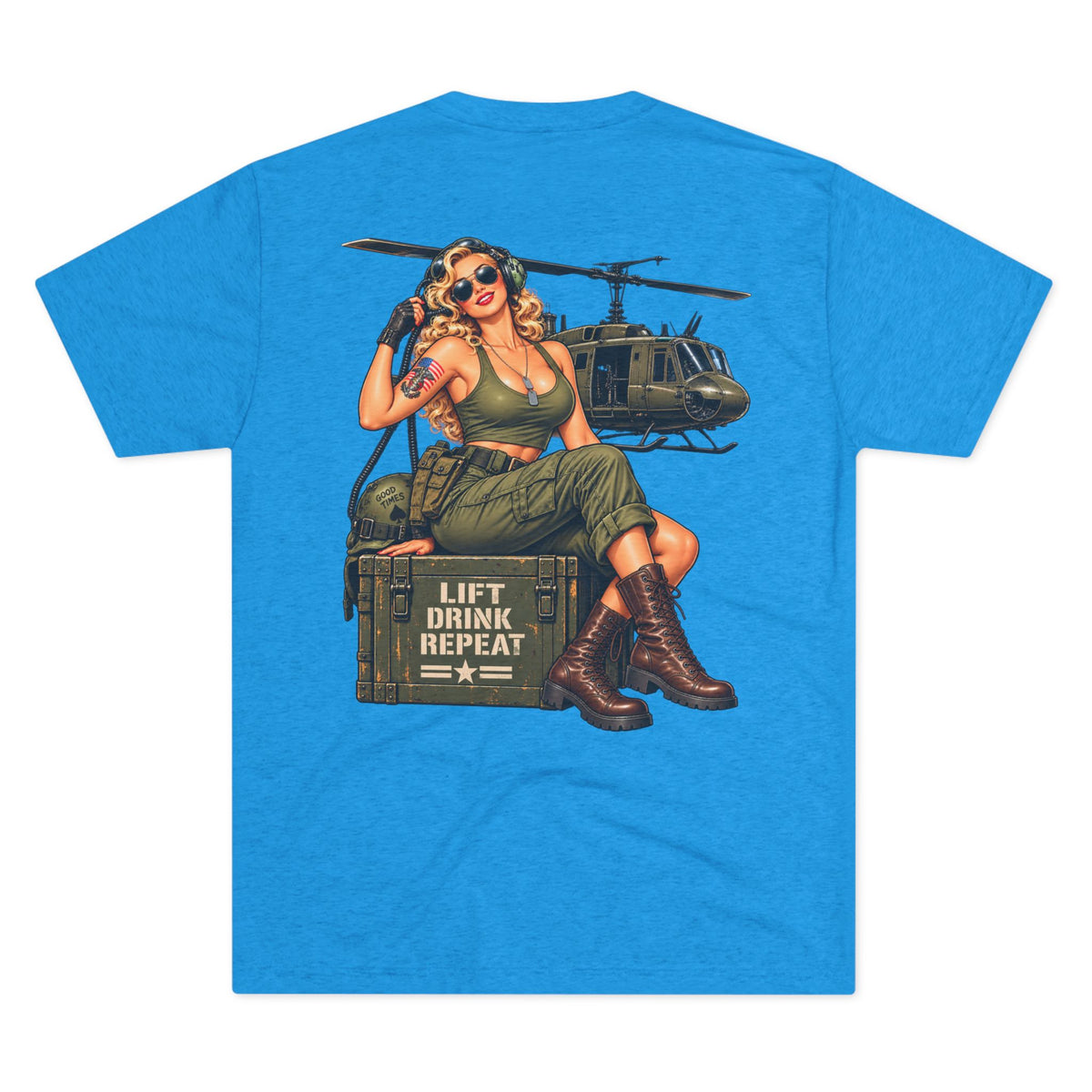 Vintage Bomber Tee-Lift Drink Repeat Pinup