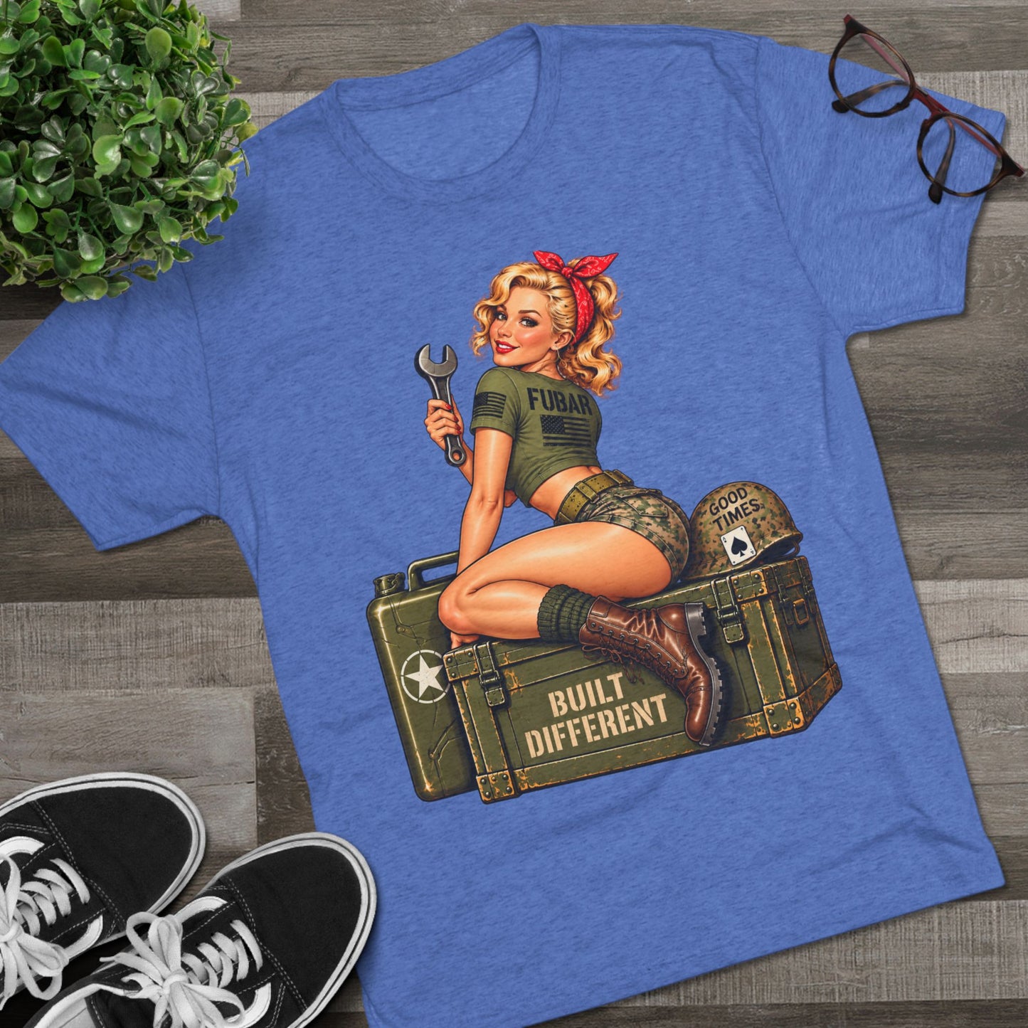 “Built Different” Pin up-Military Shirt