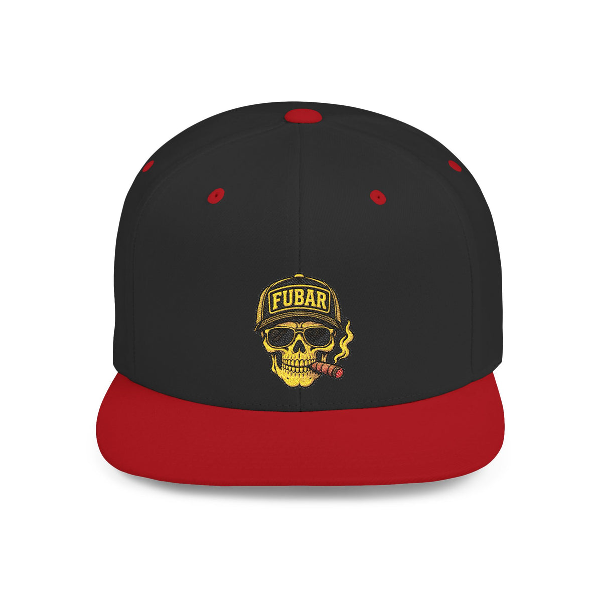 FUBAR Skull Snapback Hat - Flat Bill Embroidered Cap