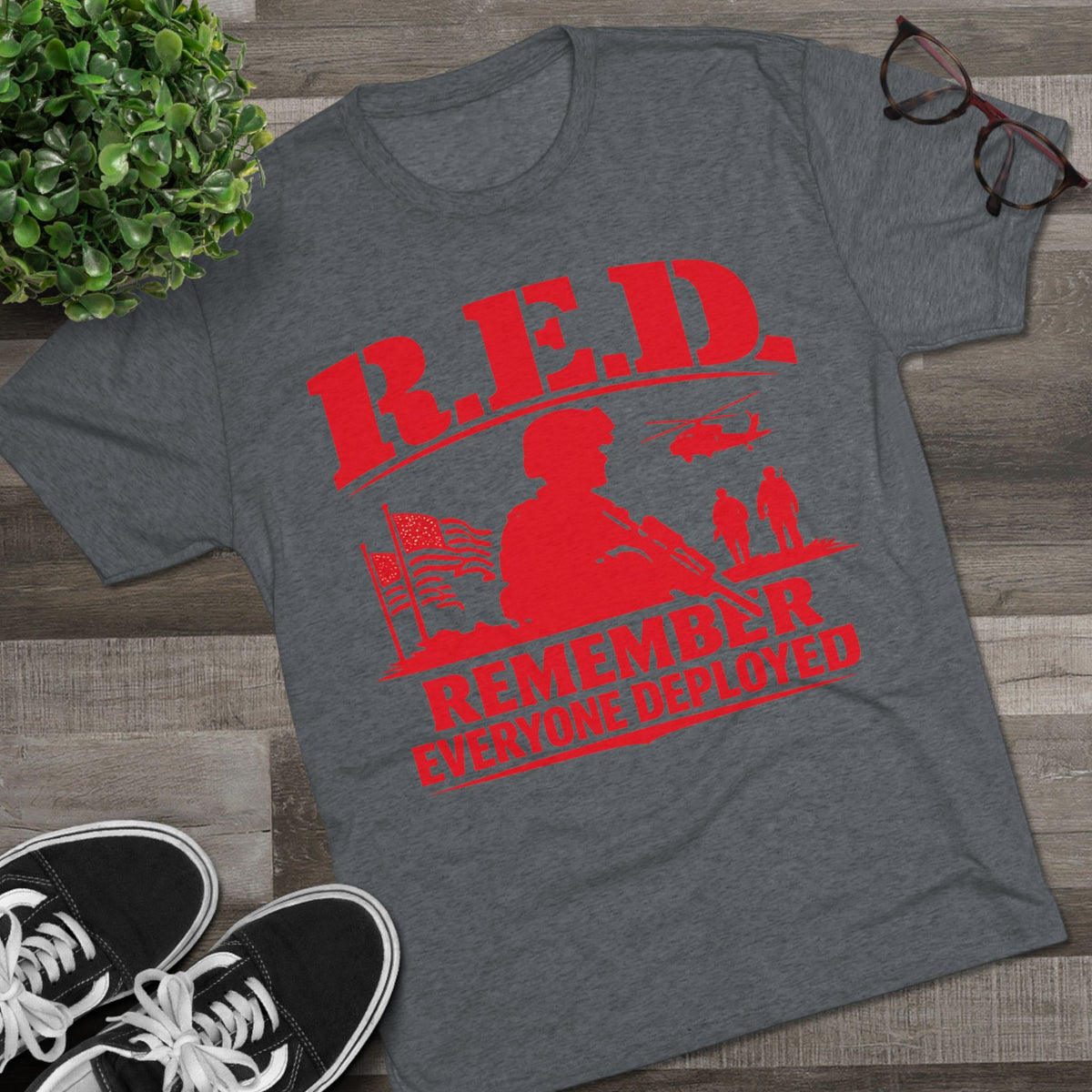 Remember Everyone Deployed (R.E.D.) Military Tribute T-Shirt