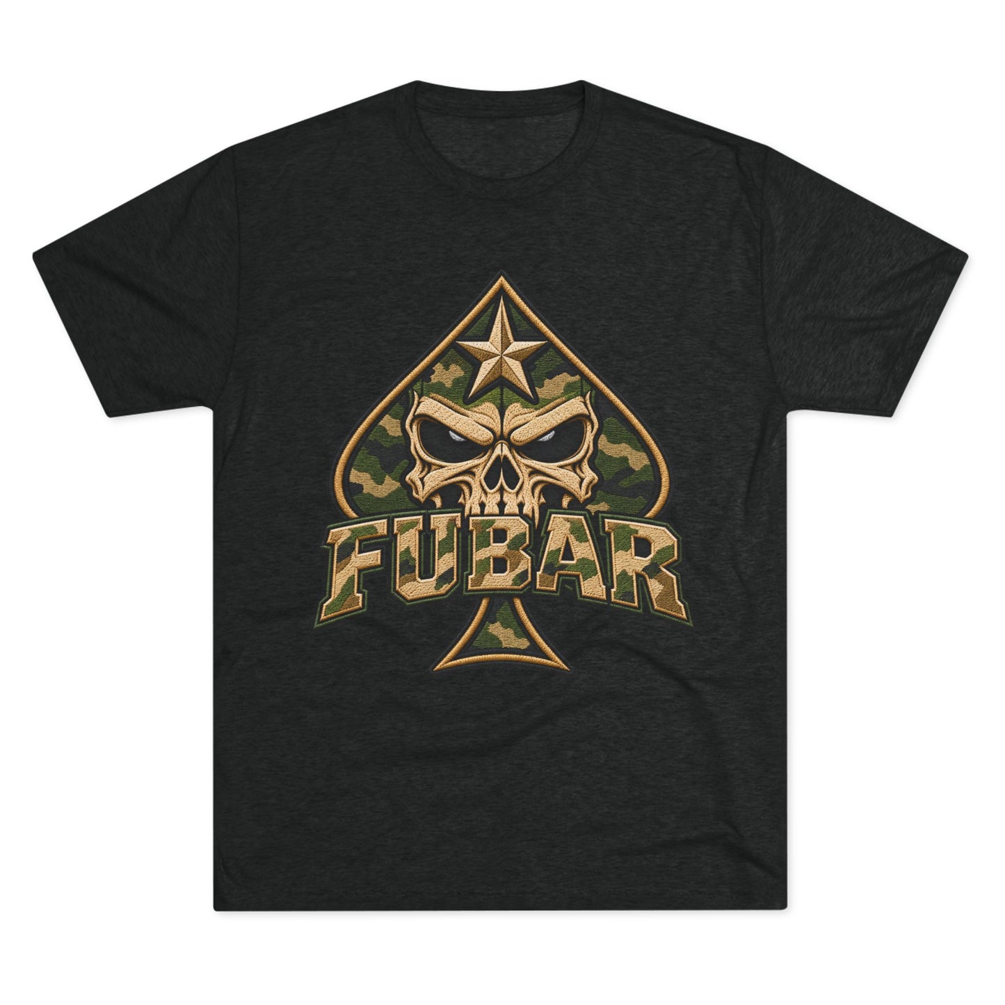 FUBAR Camo Skull Tee — Military Ace Spade Graphic Shirt