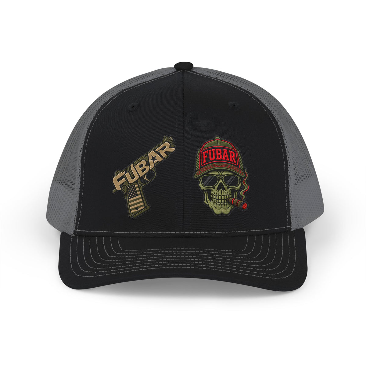 FUBAR Skull Snapback Trucker Cap (Direct-To-Film, Curved-Visor)