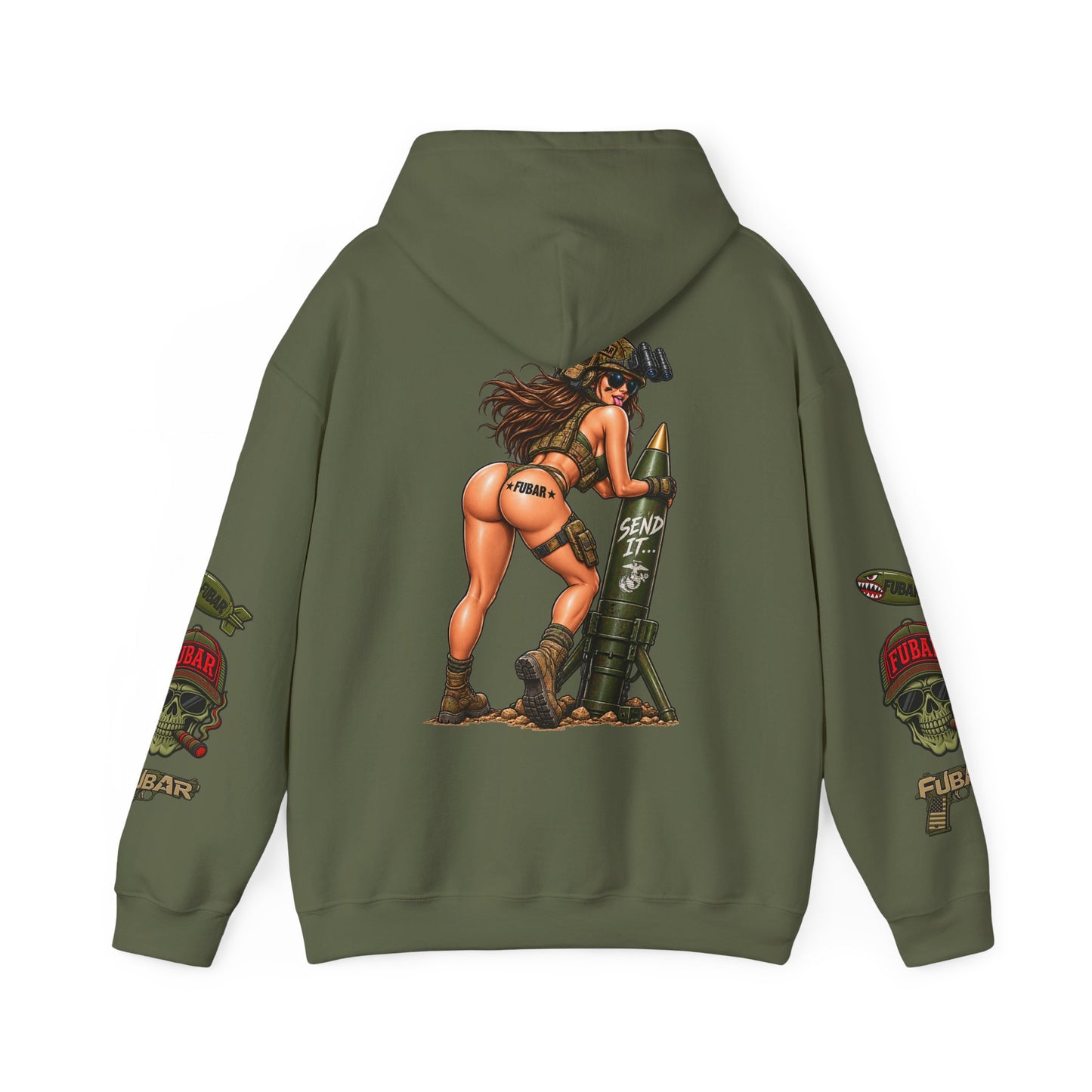 FUBAR Fashion Hoodie — Pin-Up Bomber Girl Graphic Pullover