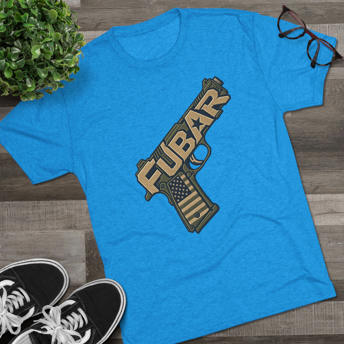 Fubar Military Flag Pistol Design Shirt