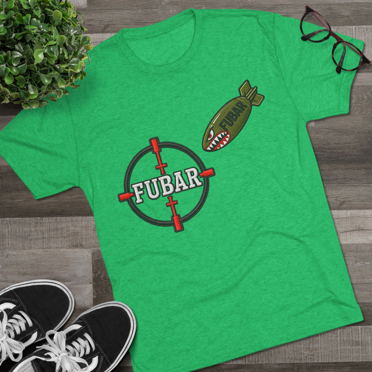 Military Inspired Bomb & Star Emblem T-Shirt