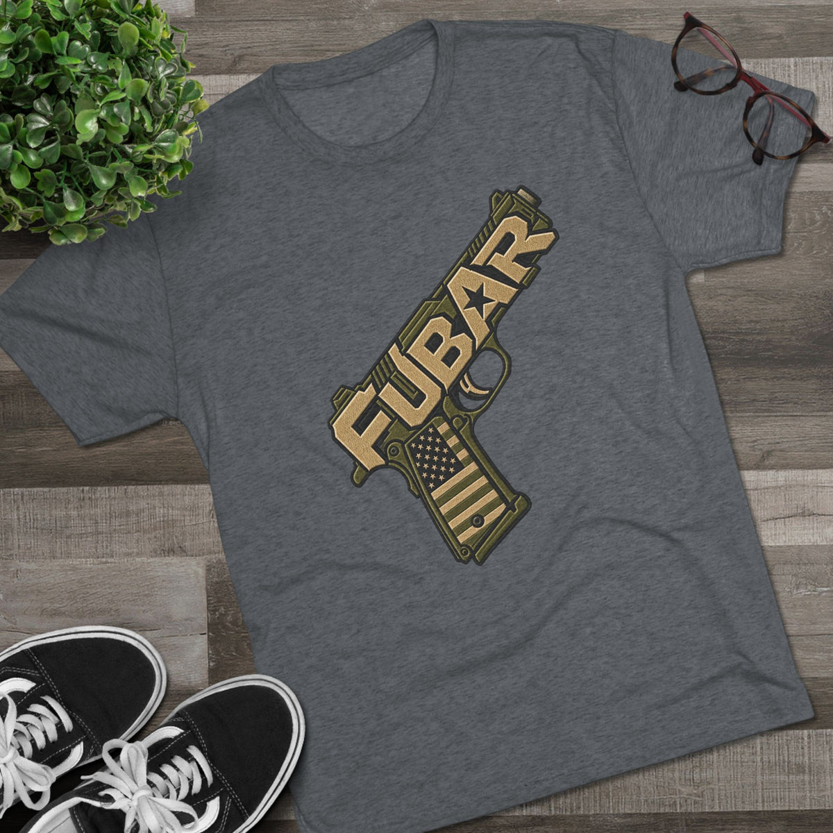 Fubar Military Flag Pistol Design Shirt