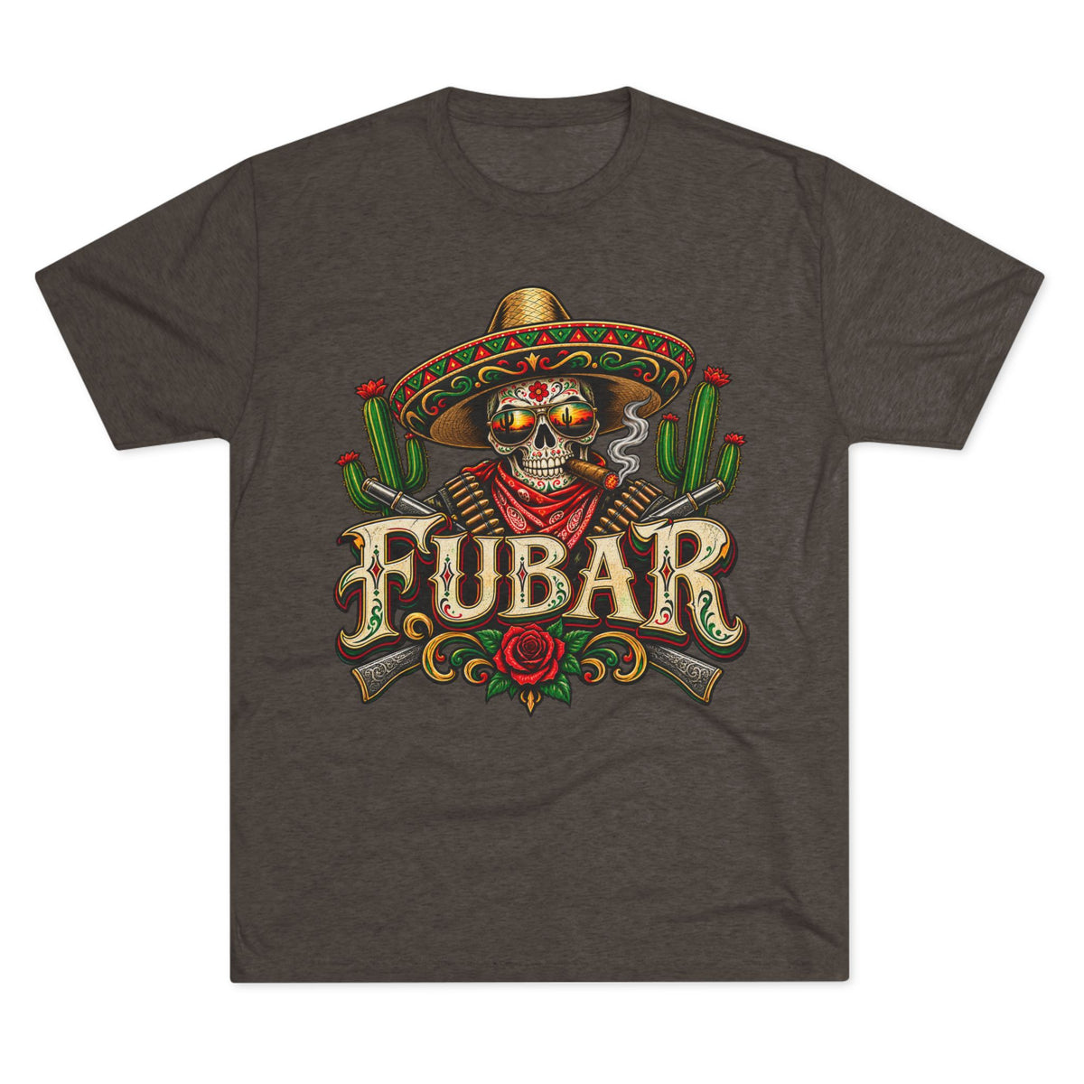 FUBAR Skull Tee — Day of the Dead Sombrero Graphic T-Shirt