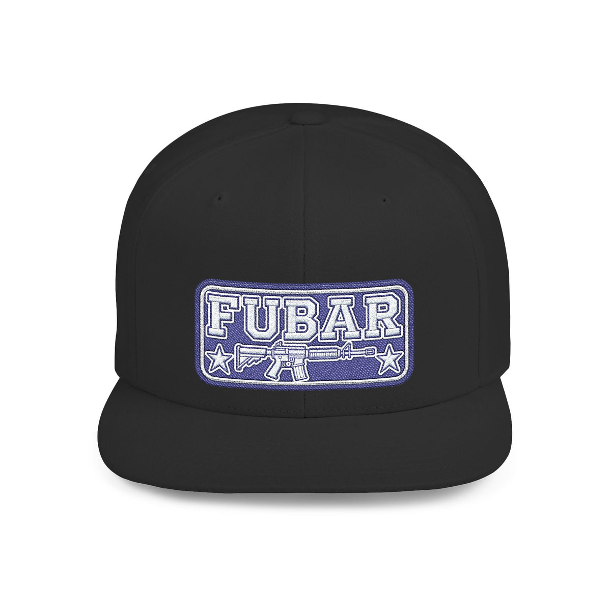 FUBAR Flat Bill Snapback Hat — Retro Embroidered Logo Cap