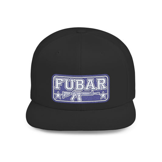FUBAR Flat Bill Snapback Hat — Retro Embroidered Logo Cap