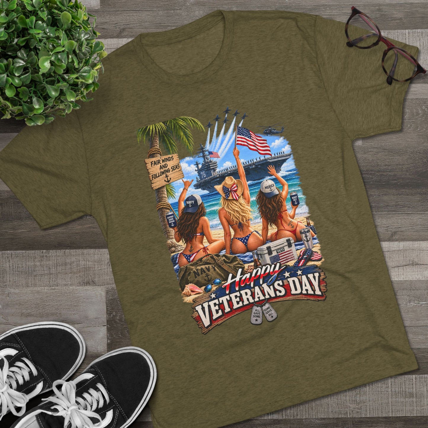 Veterans Day Beach Party T-Shirt (Ship)