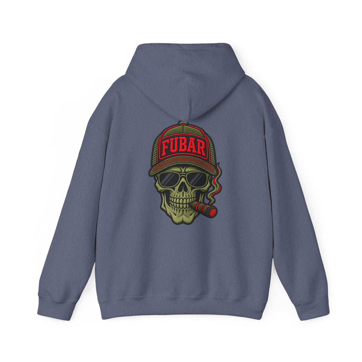 FUBAR Graphic Hoodie — Neon Logo Front & Skull Back Streetwear Pullover