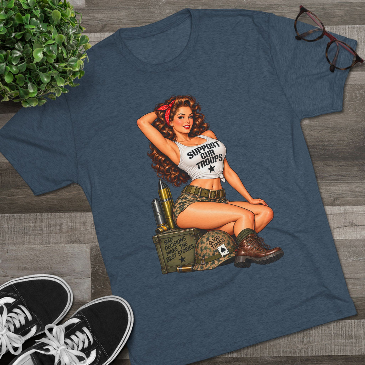 Support Our Troops Pinup T‑Shirt