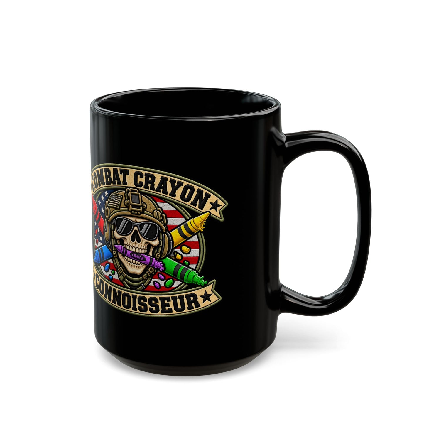 Combat Crayon Connoisseur Black Ceramic Mug