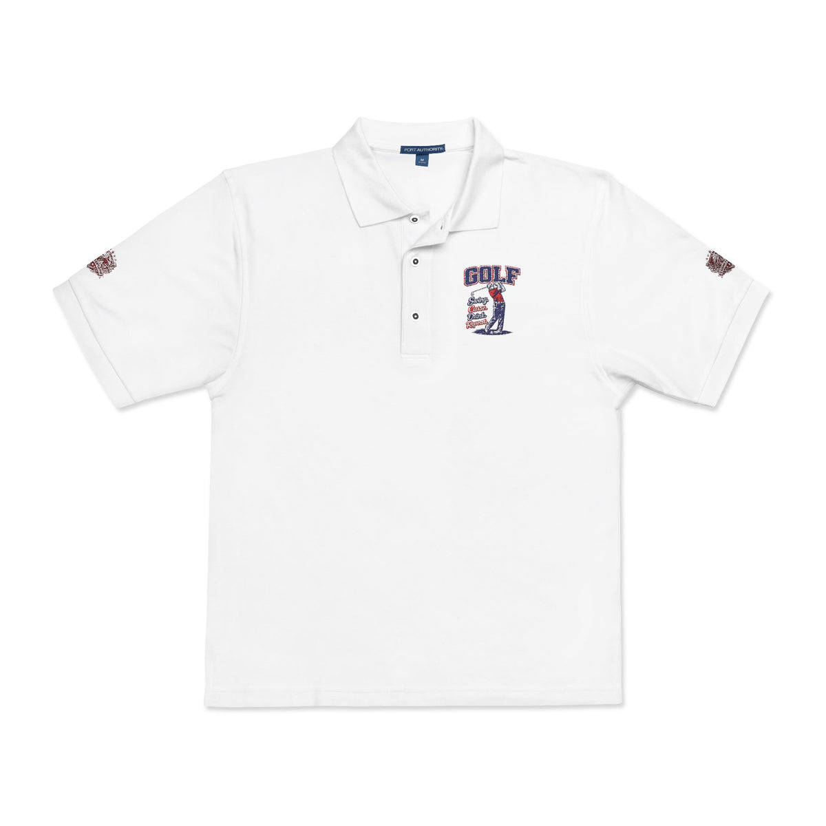 Embroidered American Flag Skull Polo