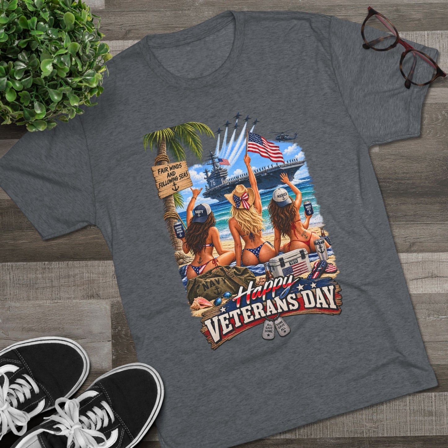 Veterans Day Beach Party T-Shirt (Ship)