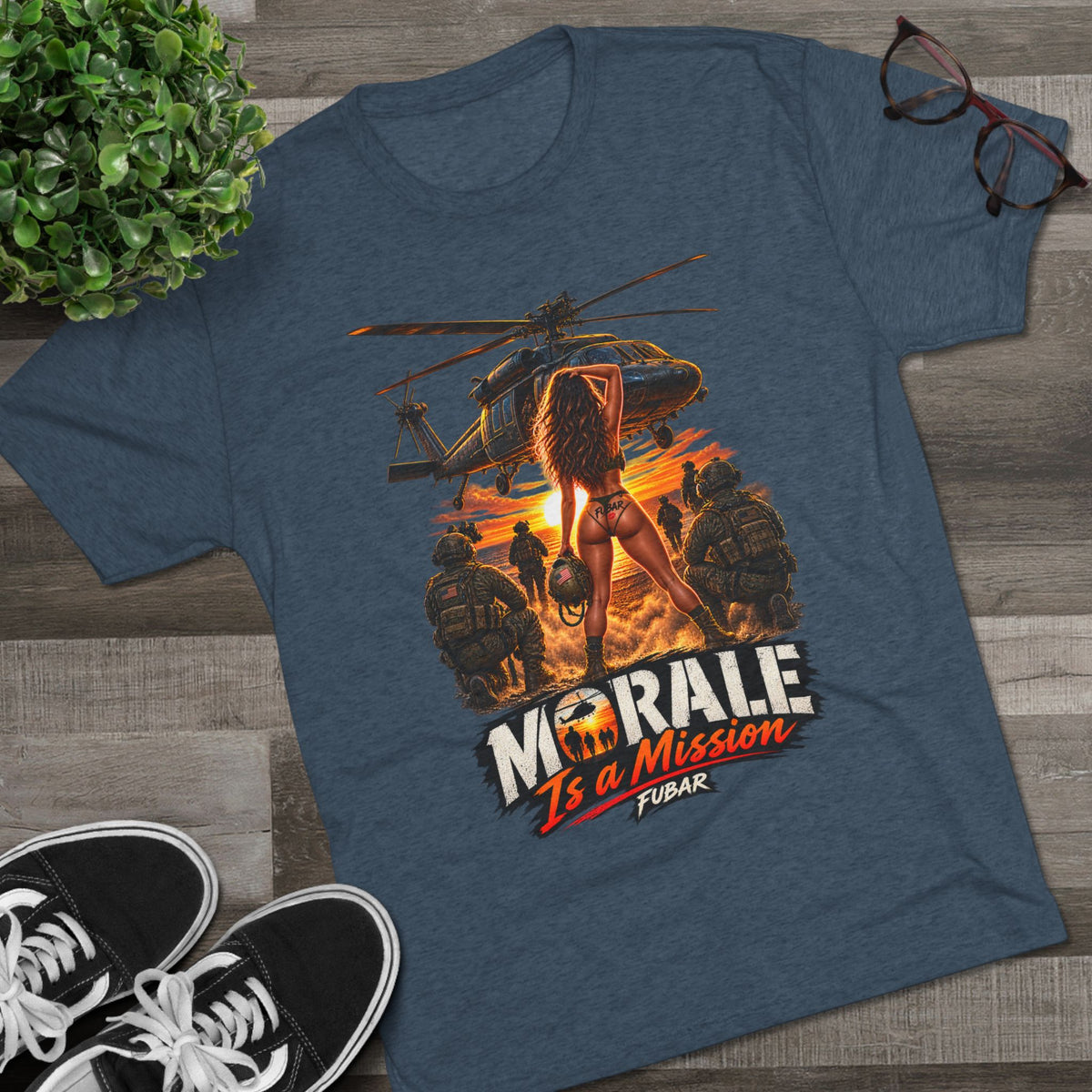 "Morale Is a Mission" FUBAR Skull Graphic Shirt