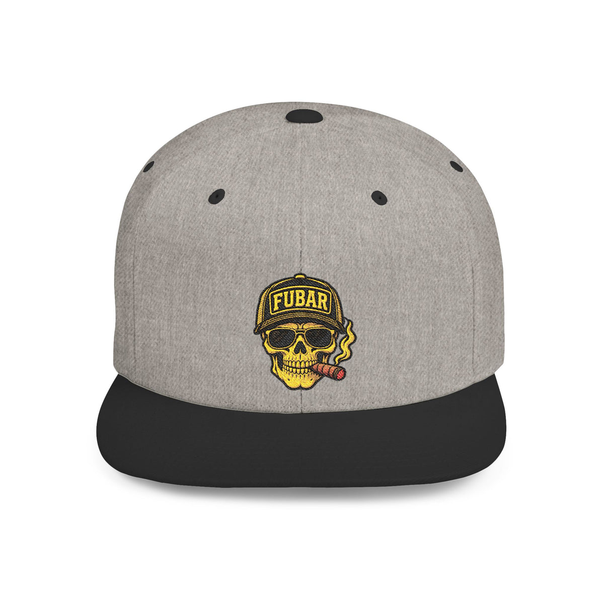 FUBAR Skull Snapback Hat - Flat Bill Embroidered Cap