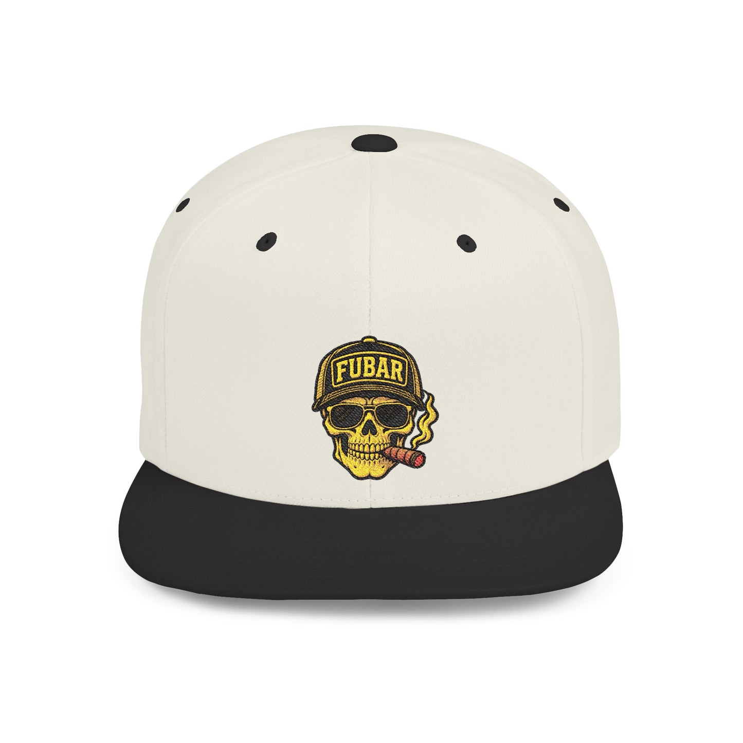 FUBAR Skull Snapback Hat - Flat Bill Embroidered Cap
