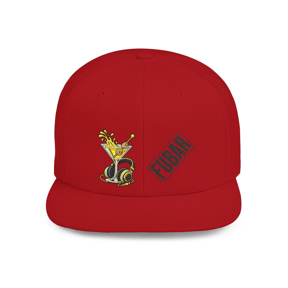 Flat Bill Snapback Hat — FUBAR Patch & Yellow Cartoon Design