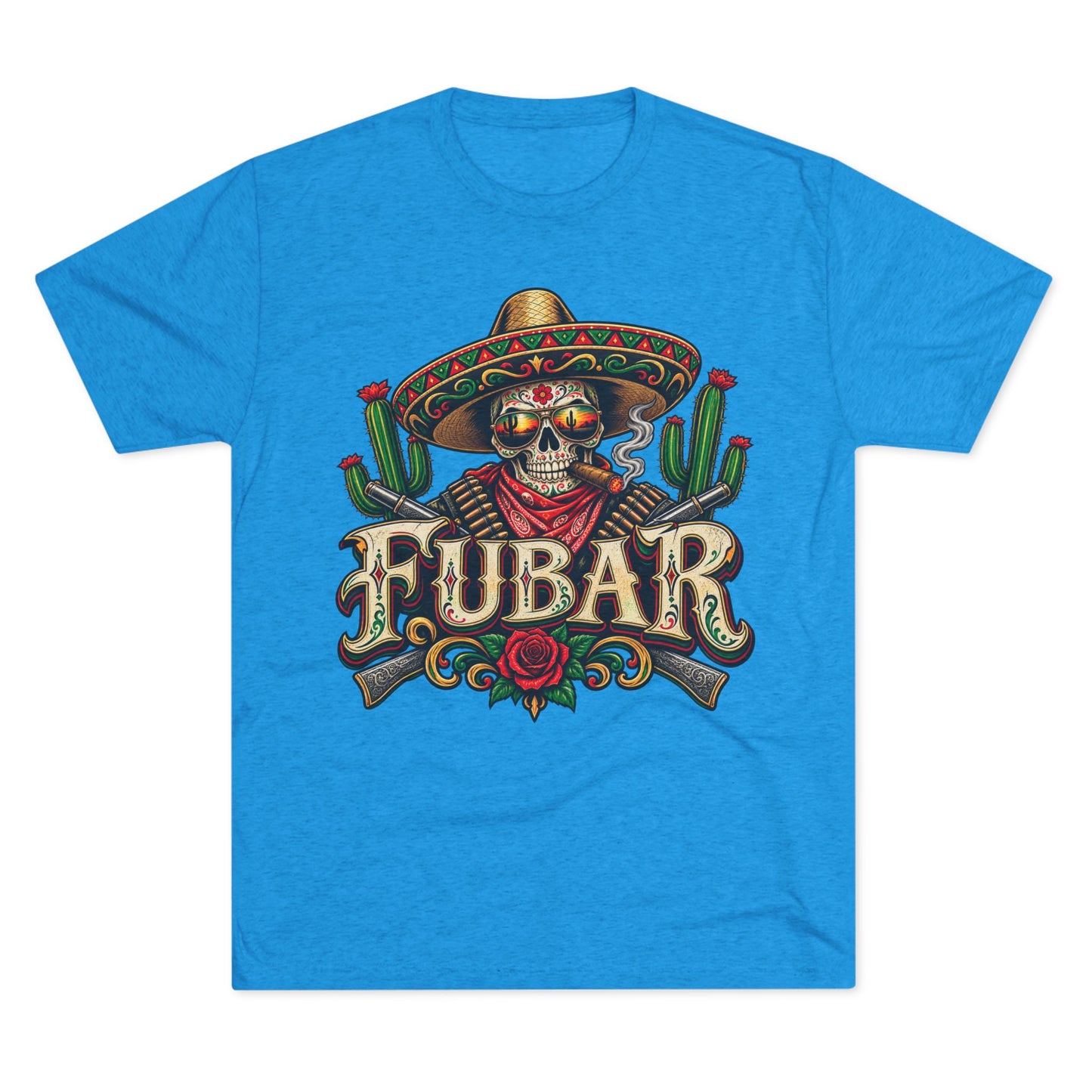 FUBAR Skull Tee — Day of the Dead Sombrero Graphic T-Shirt
