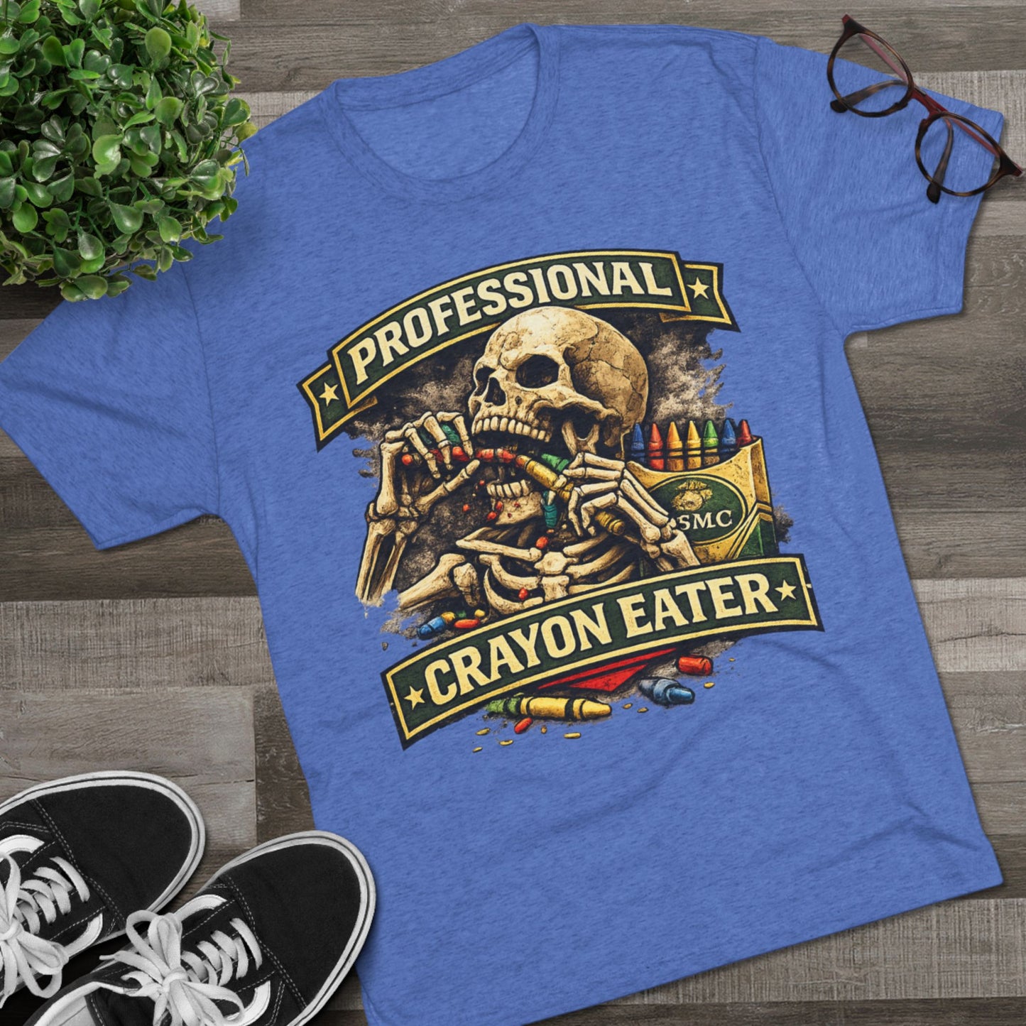 "Professional Crayon Eater" Skull Front & Pin-Up Soldier Back