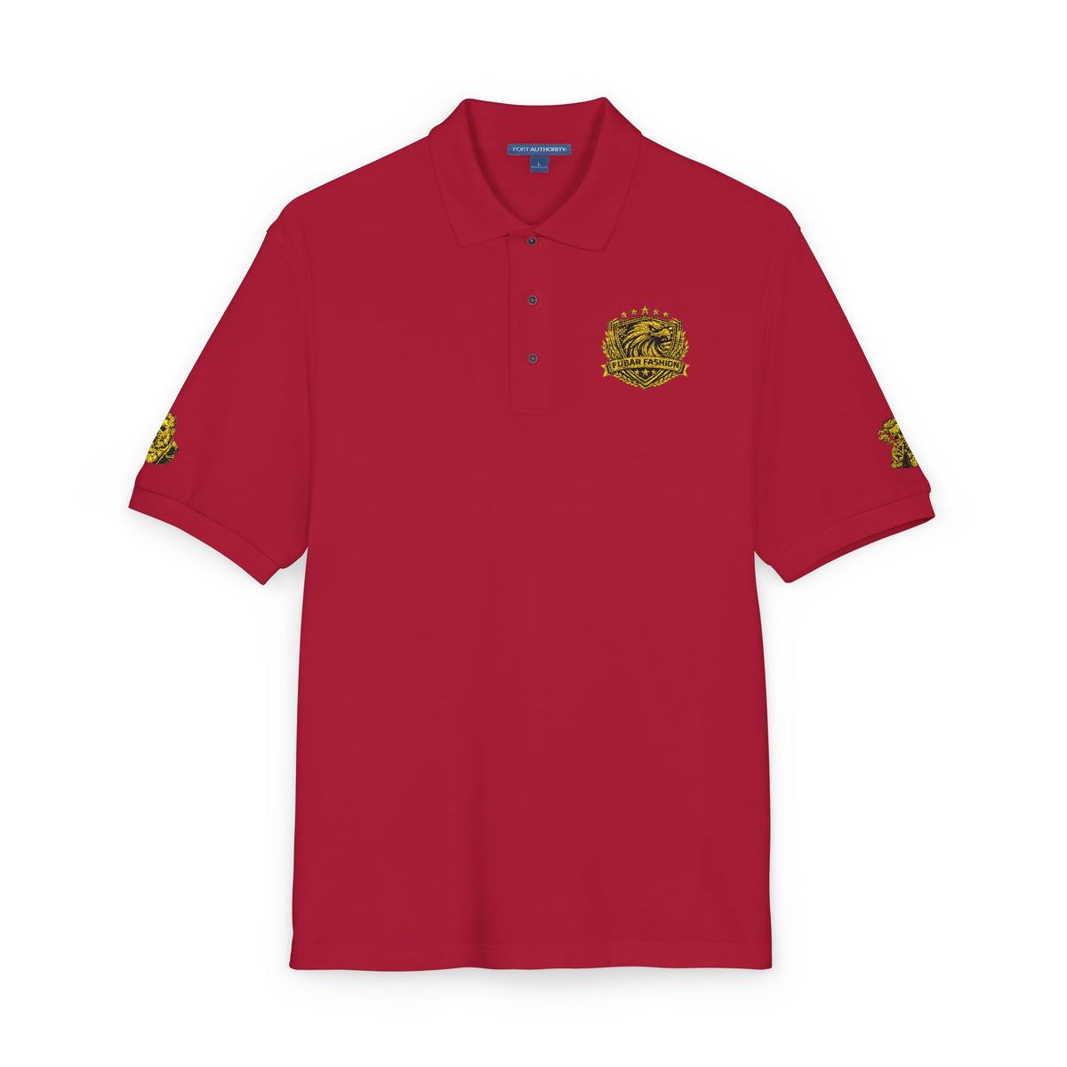 Embroidered Gold Floral Crest Polo Shirt