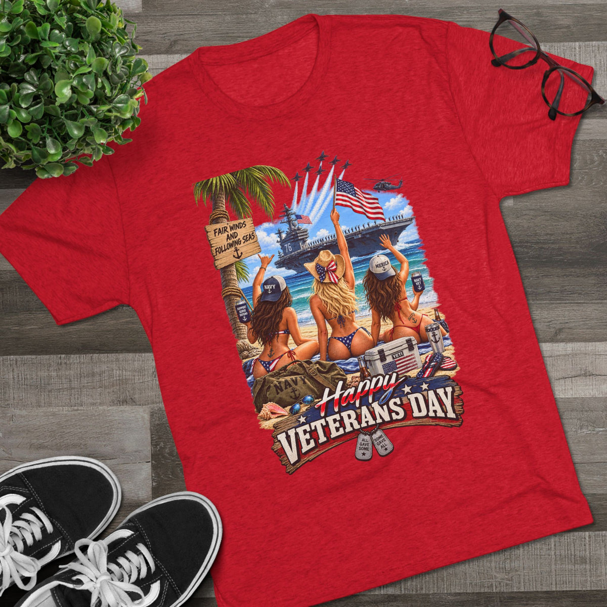 Veterans Day Beach Party T-Shirt (Ship)