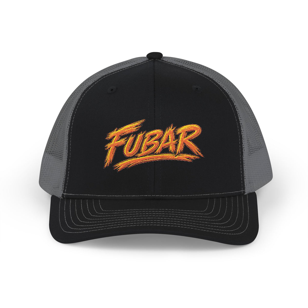 Richardson Trucker Cap — FUBAR Flame Logo Snapback (Embroidered)