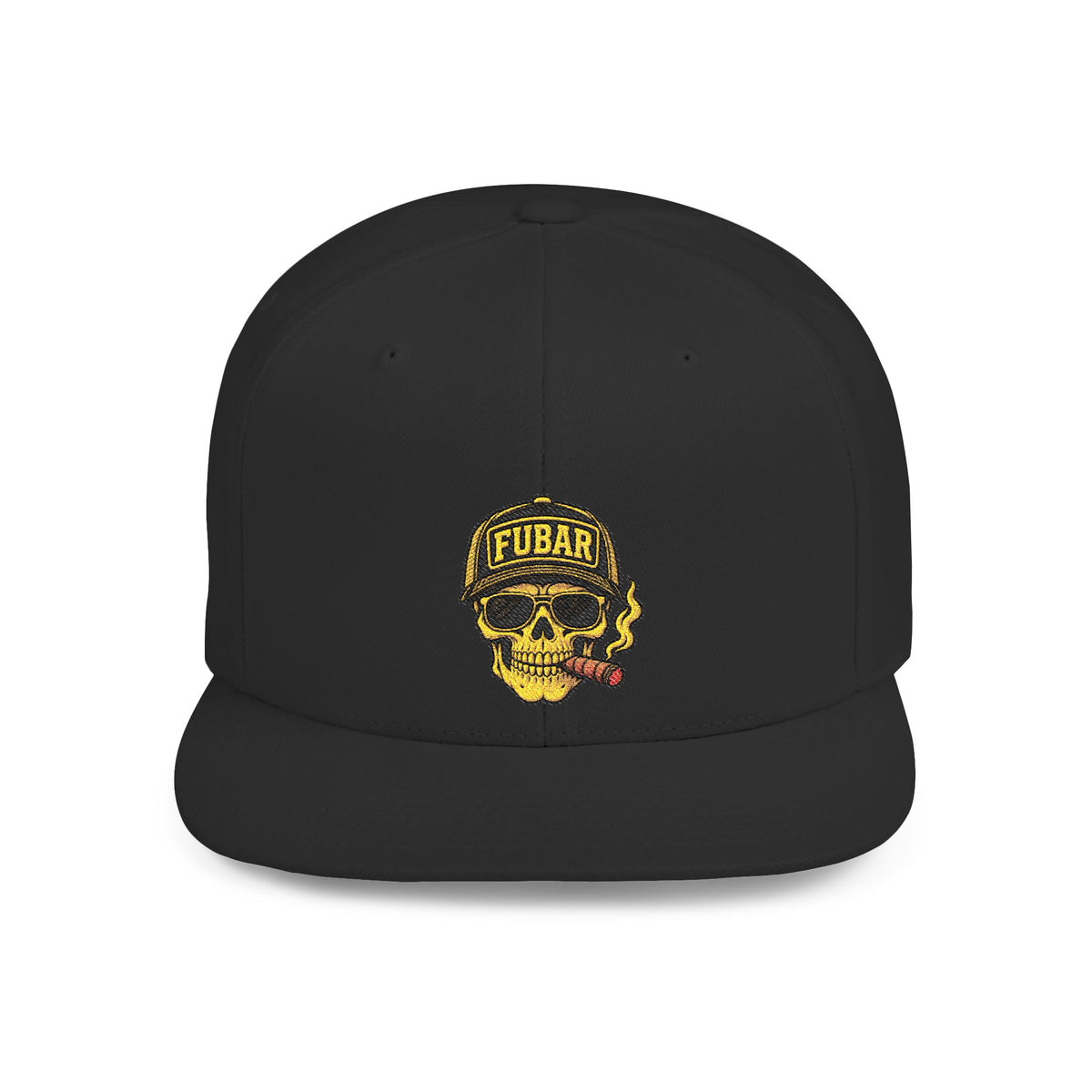 FUBAR Skull Snapback Hat - Flat Bill Embroidered Cap