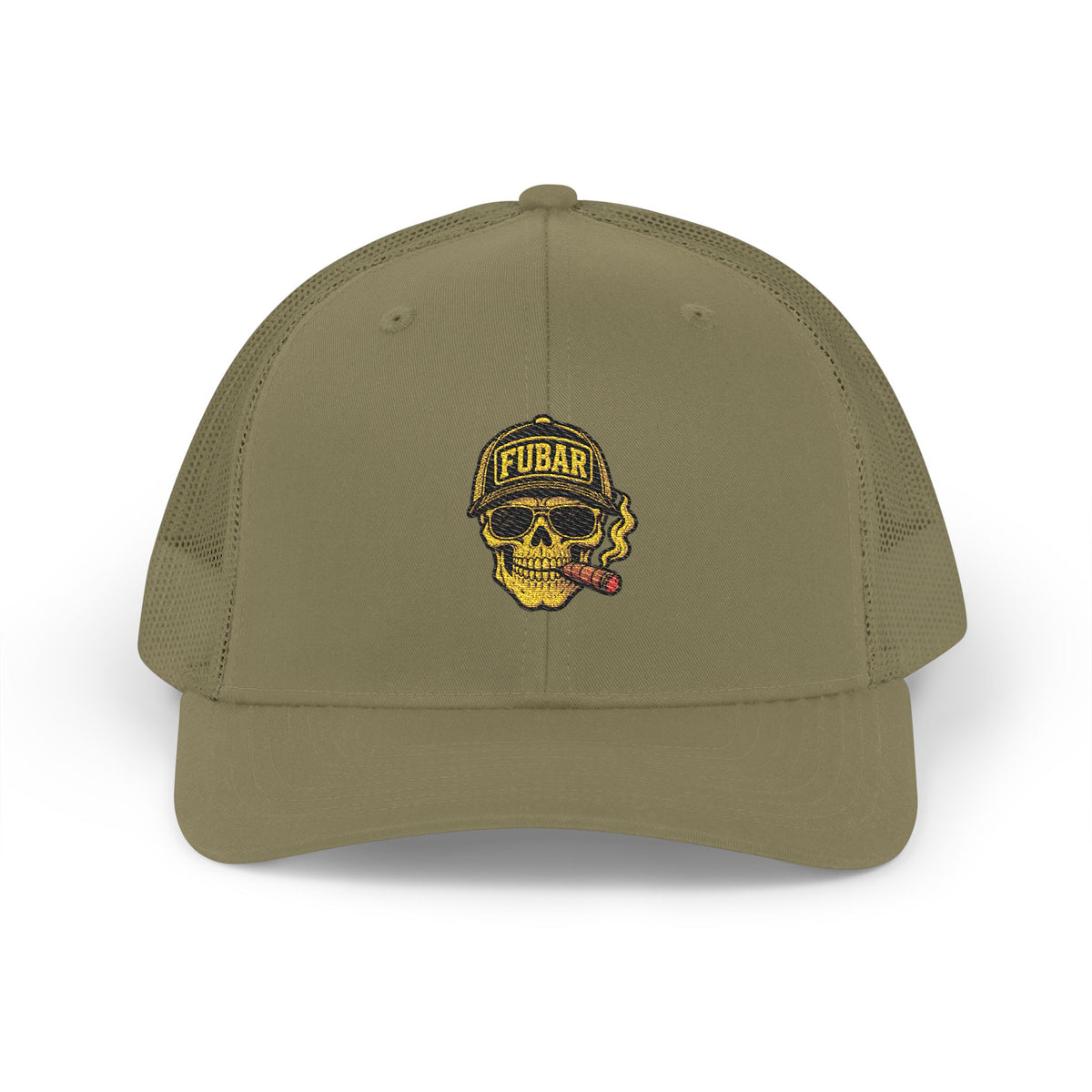 Richardson Skull & Cigar Trucker Cap — Snapback Hat (Embroidered)