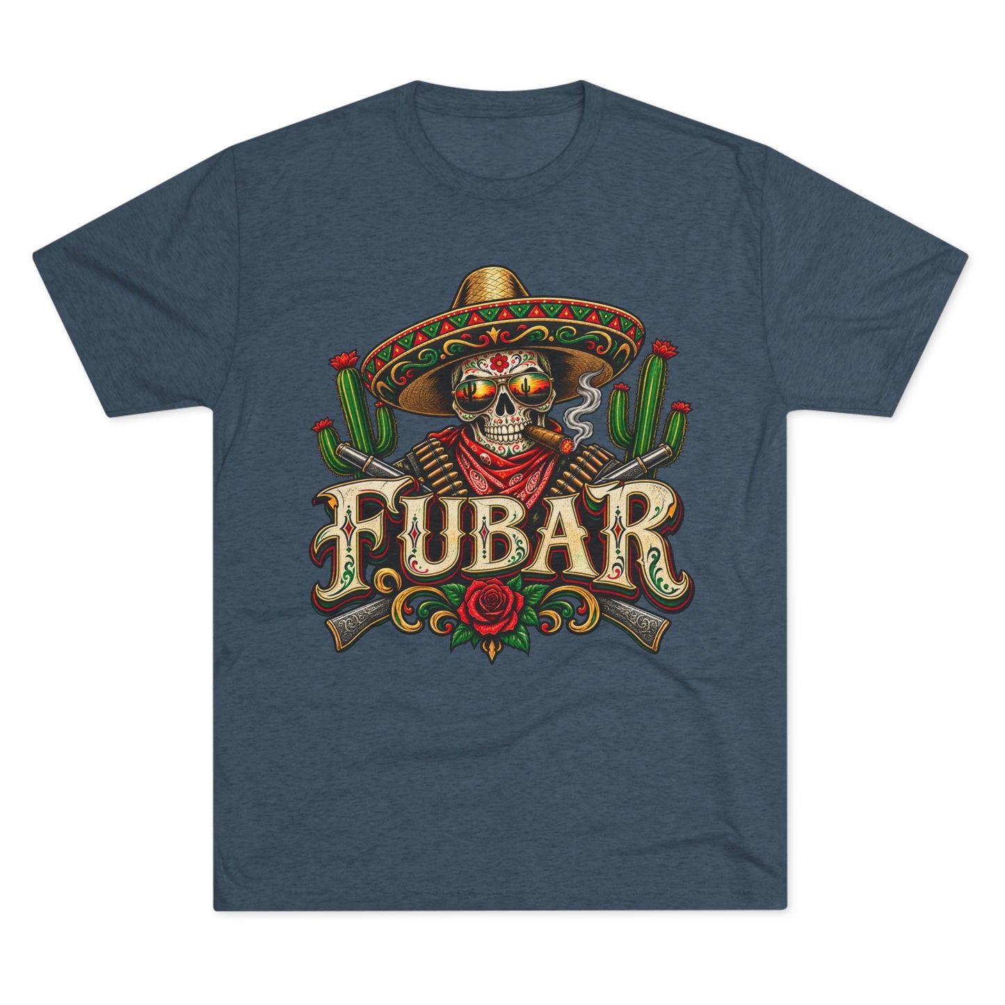 FUBAR Skull Tee — Day of the Dead Sombrero Graphic T-Shirt