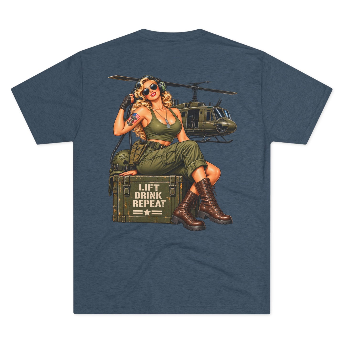 Vintage Bomber Tee-Lift Drink Repeat Pinup