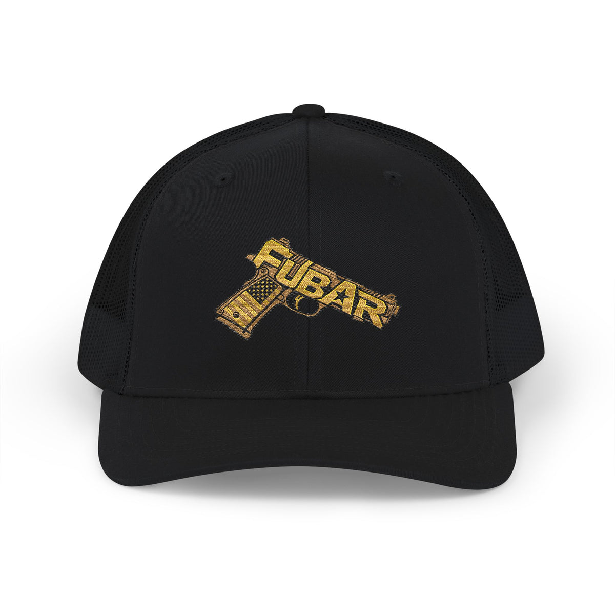 Richardson Trucker Hat –Gun Graphic Snapback Cap (Embroidered)