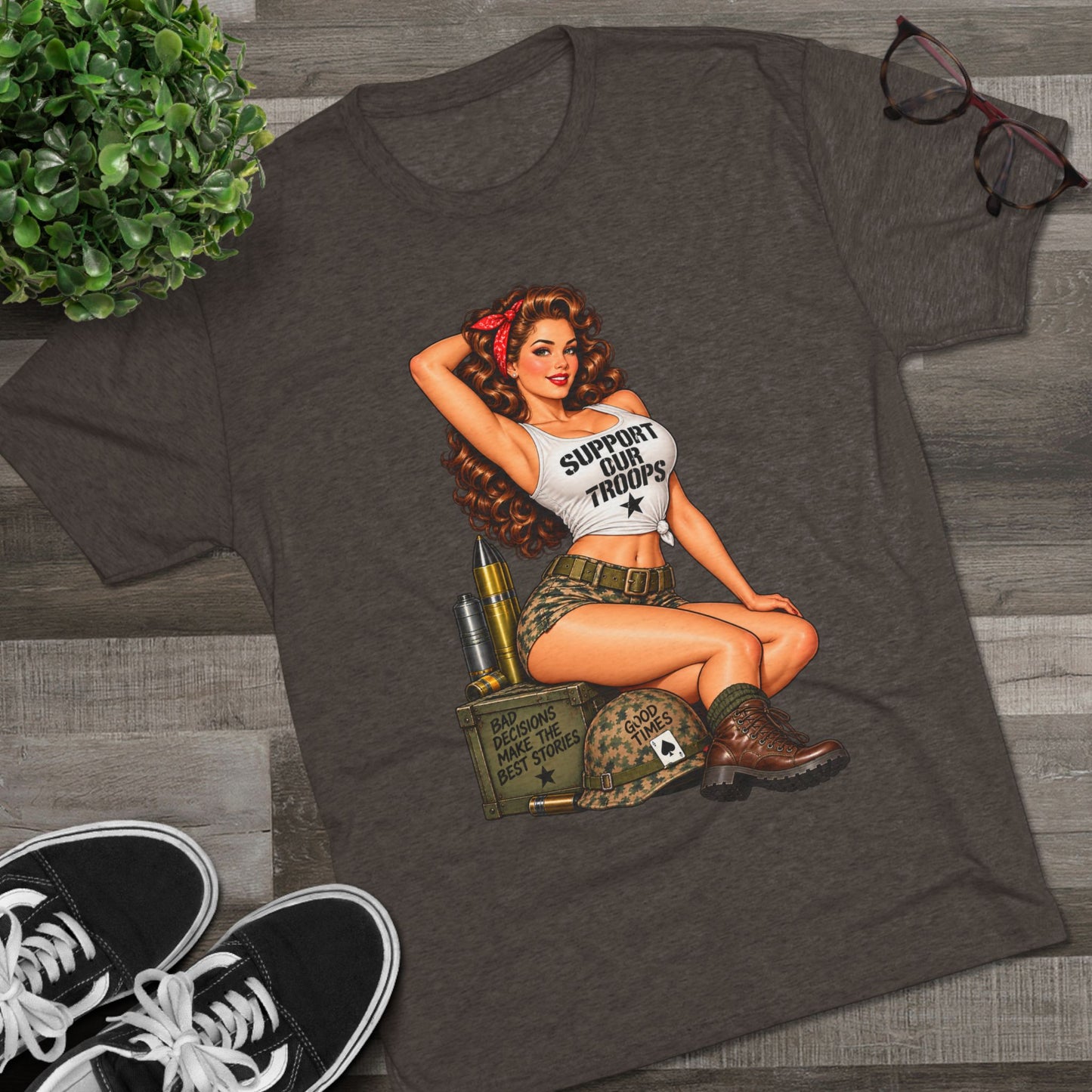 Support Our Troops Pinup T‑Shirt