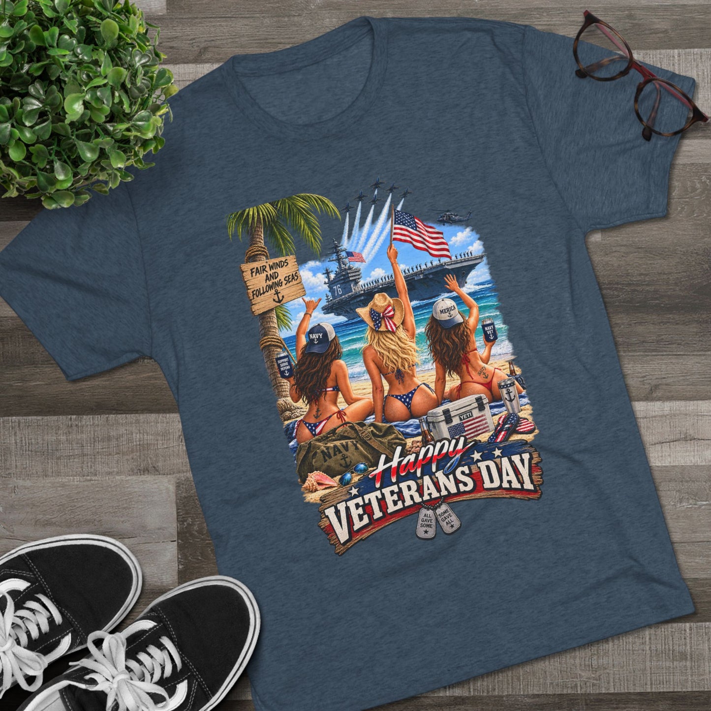 Veterans Day Beach Party T-Shirt (Ship)