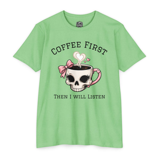 Women's Coffee First Skull Tee (t-shirt)