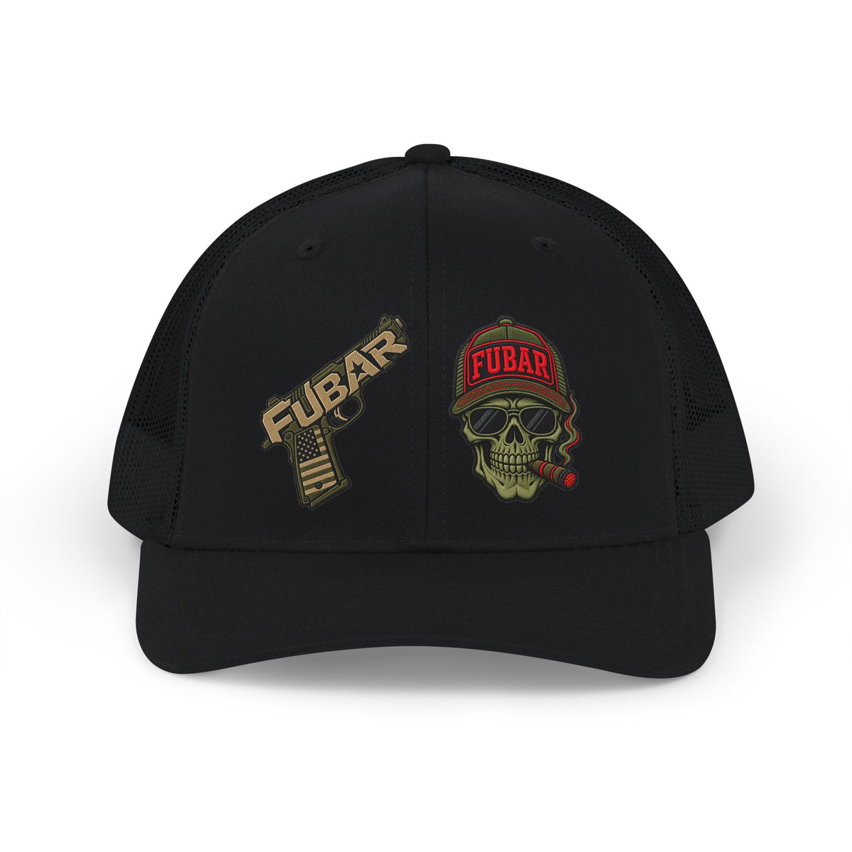 FUBAR Skull Snapback Trucker Cap (Direct-To-Film, Curved-Visor)