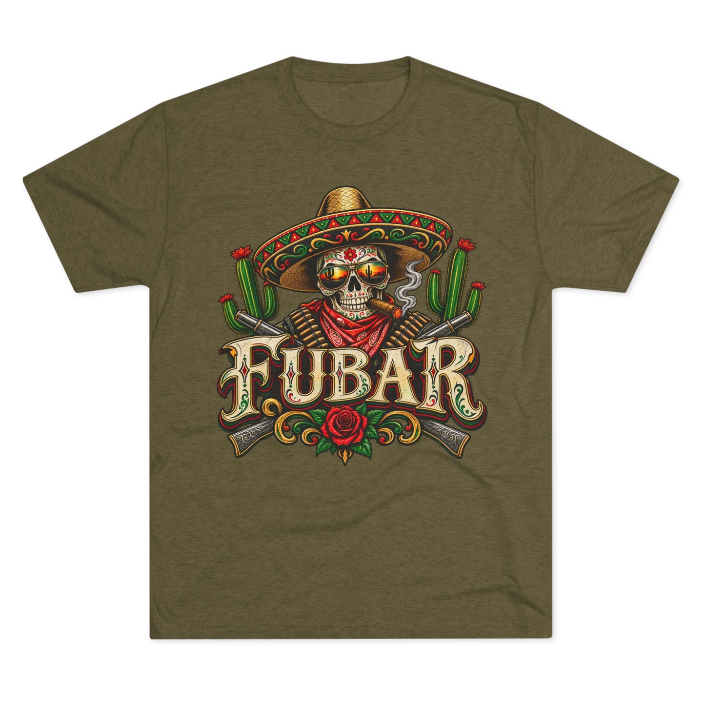 FUBAR Skull Tee — Day of the Dead Sombrero Graphic T-Shirt