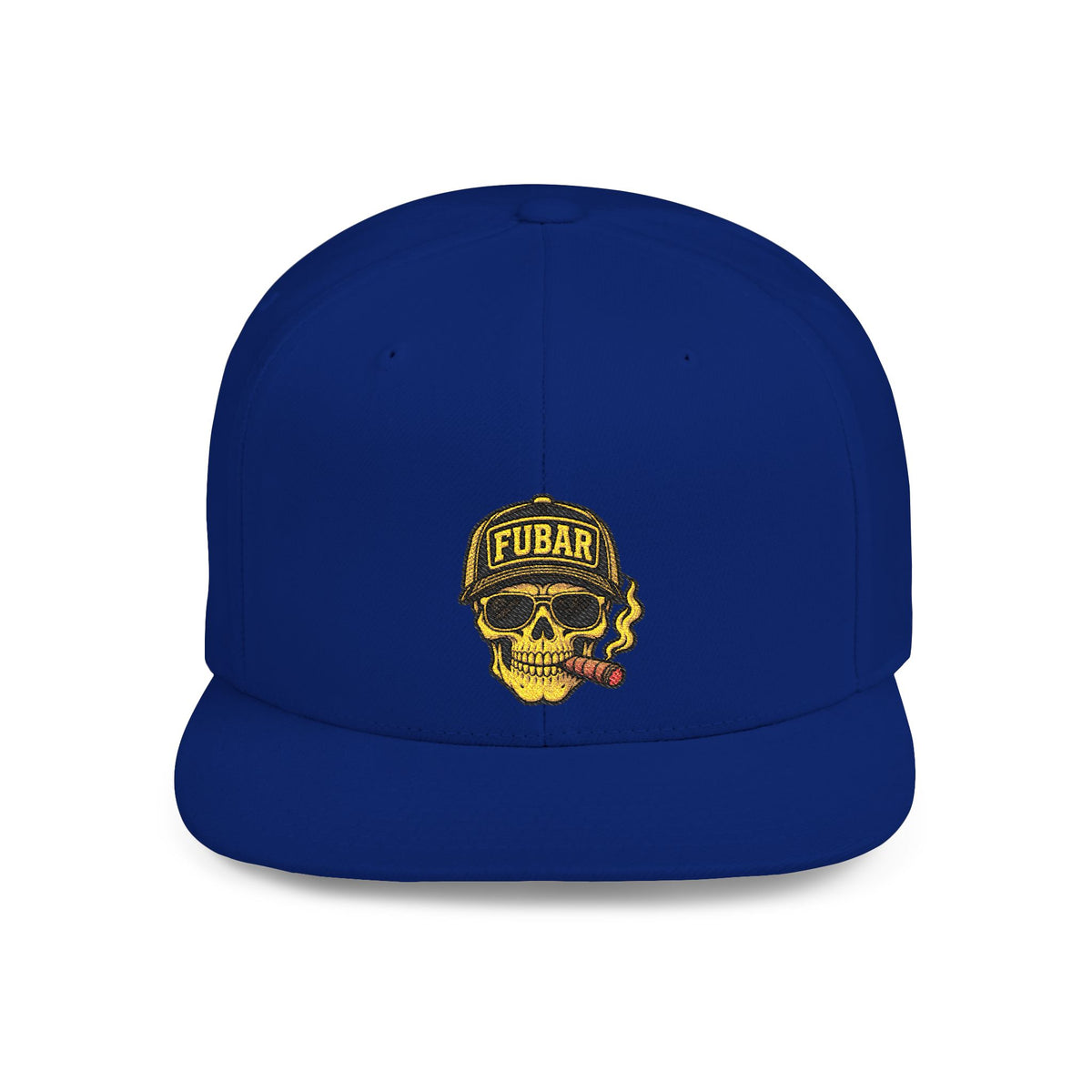 FUBAR Skull Snapback Hat - Flat Bill Embroidered Cap