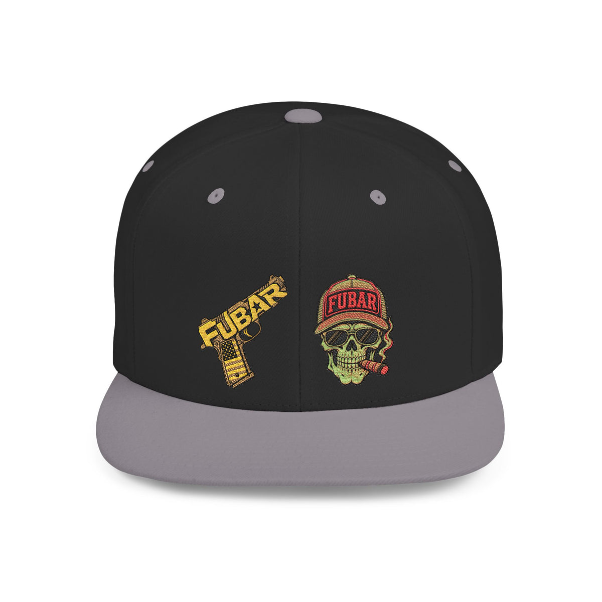 Skull & Pistol Flat Bill Snapback Hat
